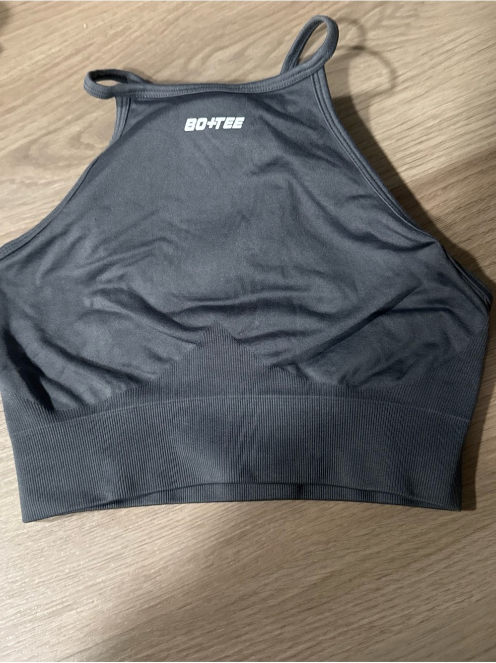 Gray High-Neck Sports Bra